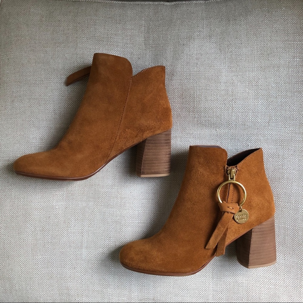 See by Chloe Ankle Boots Block Heel Suede O Ring - Picture 5 of 8